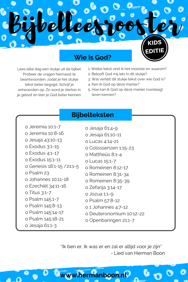 Bijbelleesrooster Kids Wie Is God?