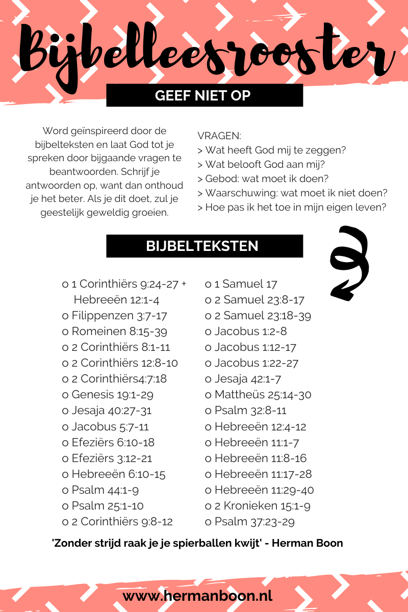Bijbelleesrooster Serie 2 Geef Niet Op!
